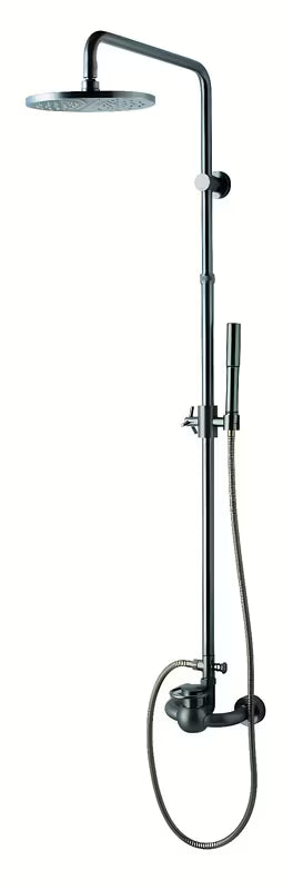 Sprchový systém WF Industrial v povrchové úpravě olejem gumovaný bronz s hlavovou sprchou 20 cm