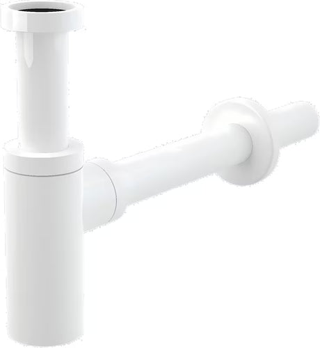Bílý lesklý celokovový umyvadlový sifon Alca z mosazi pro napojení na odpad Ø32 mm.