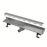 Nerezový sprchový žlab Alca 81 cm s matnou nerezovou mřížkou a nízkým otočným sifonem