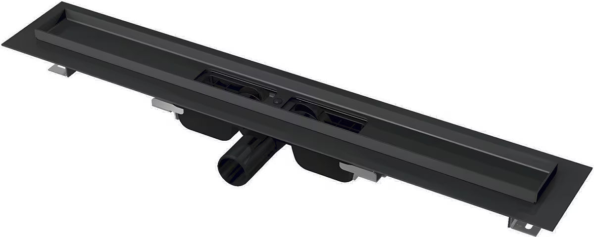 Sprchový žlab Alca APZ101black 65 cm v matně černém provedení z nerezové oceli