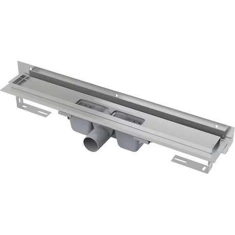 Nerezový sprchový žlab Alca 85 cm pro perforovaný rošt v provedení chrome, určený pro montáž přímo ke stěně.