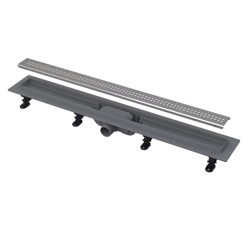 Sprchový žlab Alca APZ9 55 cm v provedení chrome-matt s roštem pro sprchu v úrovni podlahy.