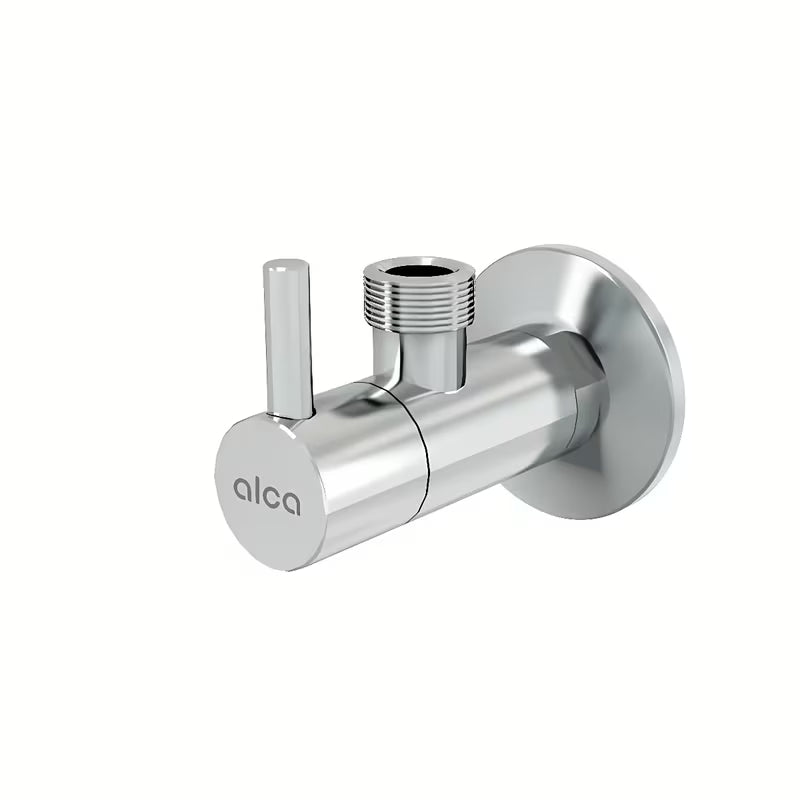 Rohový ventil Alca s filtrem na nečistoty, kulatý chromový design