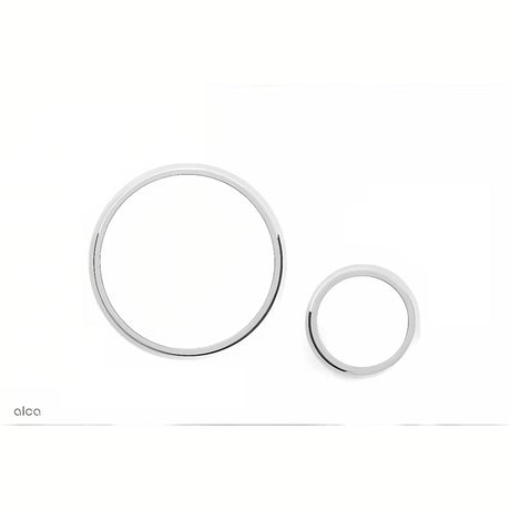 Bílé ovládací tlačítko Alca M770 pro dvoučinné mechanické splachování, s nízkým profilem 5,5 mm.
