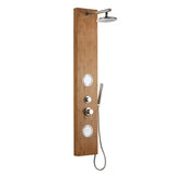 Sprchový hydromasážní panel Anima Bamboo Shower z bambusu s hlavovou a ruční sprchou a masážními tryskami.