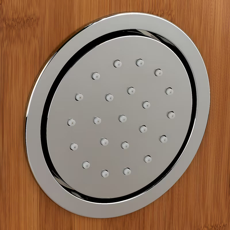 Sprchový hydromasážní panel Anima Bamboo Shower z bambusu s hlavovou a ruční sprchou a masážními tryskami.