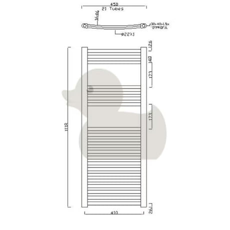 Kombinovaný koupelnový radiátor Anima Marcus 450x1118 mm v chromovém provedení s prohnutým profilem.