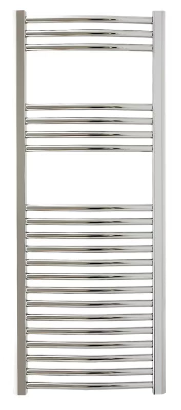 Elektrický radiátor Anima Marcus 45x111,8 cm v chromovém provedení s topnou tyčí a termostatem vpravo.