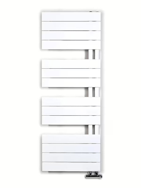 Bílý kombinovaný koupelnový radiátor Anima Oliver 45x122 cm vhodný pro vytápění i sušení ručníků.