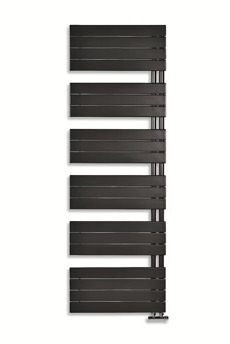 Antracitový kombinovaný koupelnový radiátor Anima Oliver 179x45 cm vhodný pro vytápění a sušení ručníků.