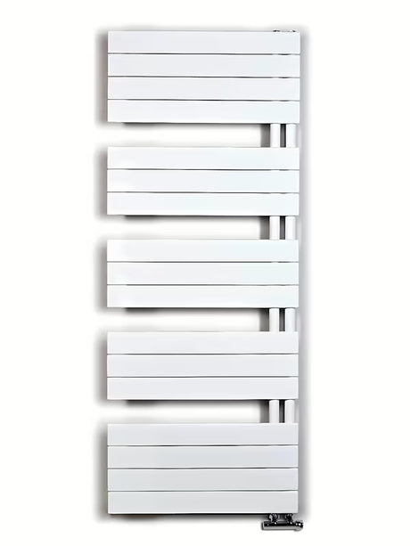 Bílý kombinovaný koupelnový radiátor Anima Oliver 151x60 cm vhodný i pro sušení ručníků.