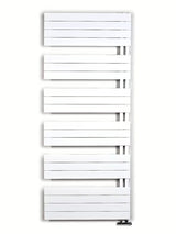 Bílý kombinovaný koupelnový radiátor Anima Oliver 75x179 cm vhodný pro vytápění a sušení ručníků.