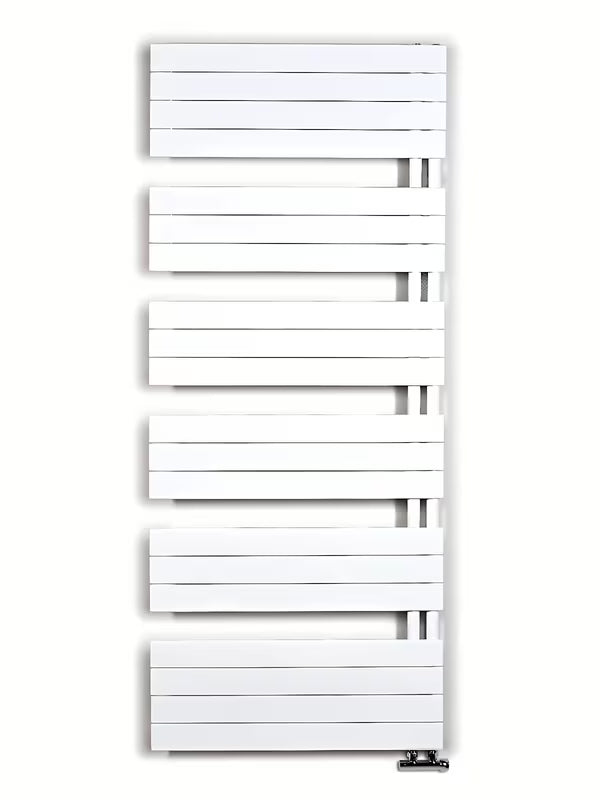 Bílý kombinovaný koupelnový radiátor Anima Oliver 75x179 cm vhodný pro vytápění a sušení ručníků.