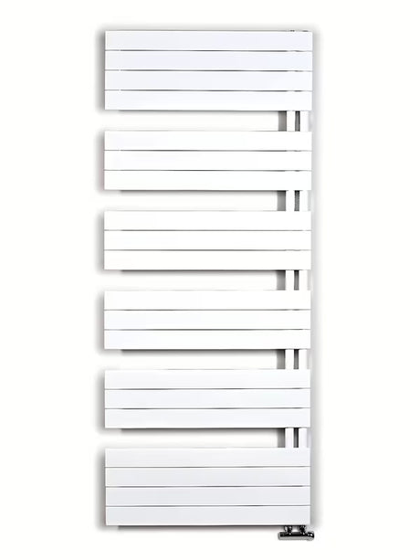 Bílý kombinovaný koupelnový radiátor Anima Oliver 75x179 cm vhodný pro vytápění a sušení ručníků.