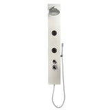 Sprchový panel Anima Primeshower s pákovou baterií, horní dešťovou sprchou, ruční sprchou a masážními tryskami.