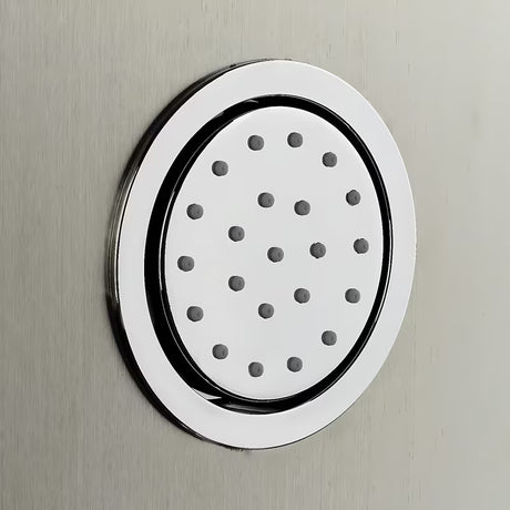 Sprchový panel Anima Primeshower s pákovou baterií, horní dešťovou sprchou, ruční sprchou a masážními tryskami.
