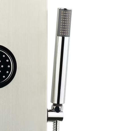 Sprchový panel Anima Primeshower s pákovou baterií, horní dešťovou sprchou, ruční sprchou a masážními tryskami.