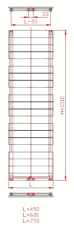 Bílý kombinovaný radiátor Anima Viktor 45x151 cm vhodný pro vytápění a sušení ručníků.