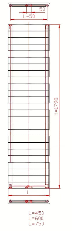 Anima Viktor kombinovaný radiátor 179x45 cm v antracitové barvě pro vytápění a sušení ručníků.