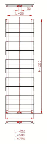 Bílý kombinovaný radiátor Anima Viktor 75x151 cm vhodný pro vytápění a sušení ručníků.