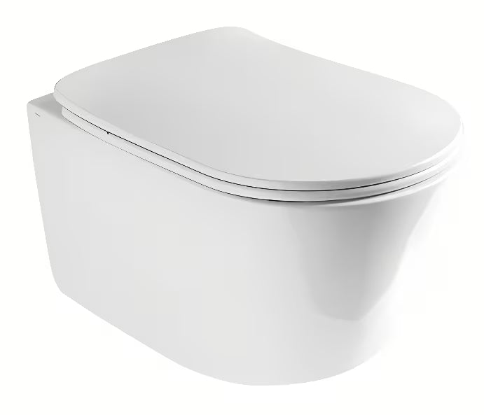 Závěsné WC Axa Eva v bílé barvě s tichým vírovým splachováním a moderním designem.