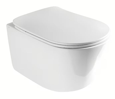 Závěsné WC Axa Eva v bílé barvě s tichým vírovým splachováním a moderním designem.