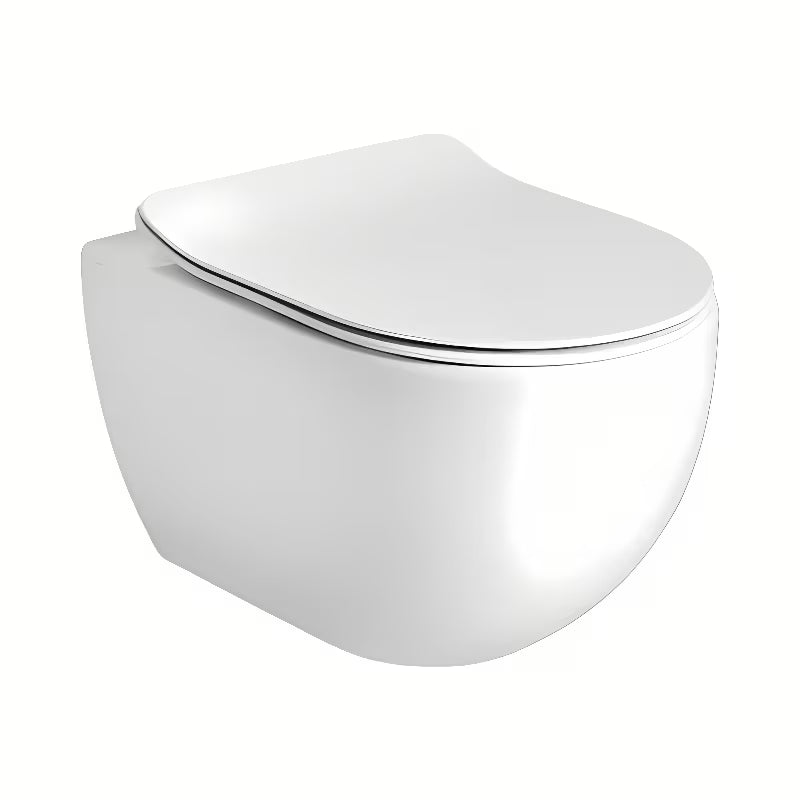 Bílé závěsné WC Axa Glomp s bezokrajovým splachováním Rimless a oblým designem