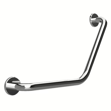 Nerezové lomené nástěnné madlo Bemeta Help v oblém designu do bezbariérové koupelny.