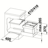 Odpadkový koš sorter Blanco Flexon II s moderním designem pro kuchyňskou skříňku od 45 cm.