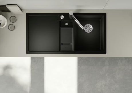 Černý granitový kuchyňský dřez Blanco 100 x 51 cm s odkapem, vaničkou a pravou orientací