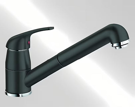 Černá matná dřezová baterie Blanco Daras - S s vytahovací sprškou a povrchem Silgranit-look.