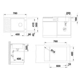 Granitový kuchyňský dřez Blanco ElonXL 6 S s odkapní plochou v barvě šedá skála pro montáž shora.