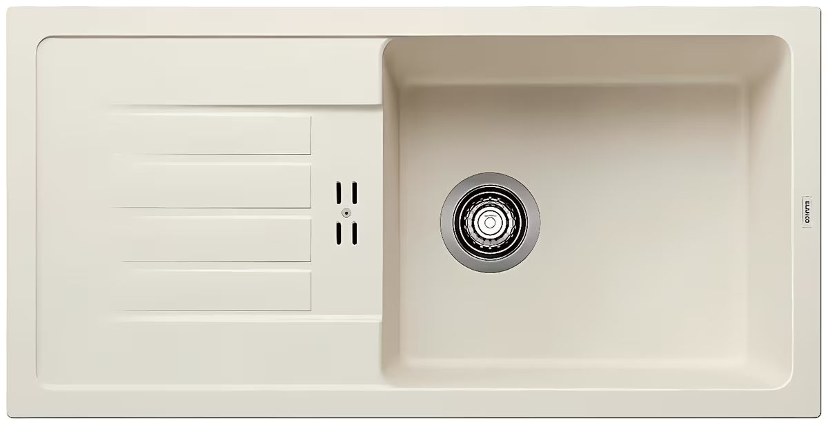 Granitový kuchyňský dřez Blanco Favum XL 6 S s odkapní plochou v barvě bílá soft pro montáž na pracovní desku.