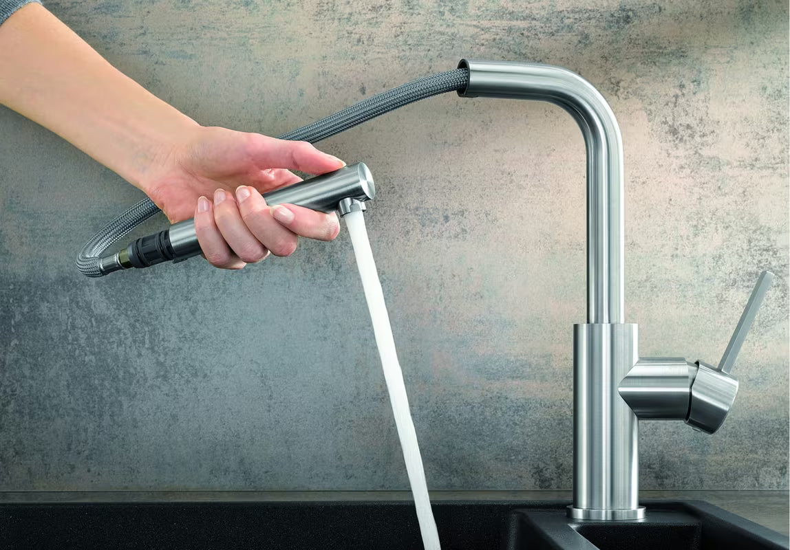 Blanco Lanora-S dřezová baterie Supersteel z kartáčované nerezi s vytahovací sprškou