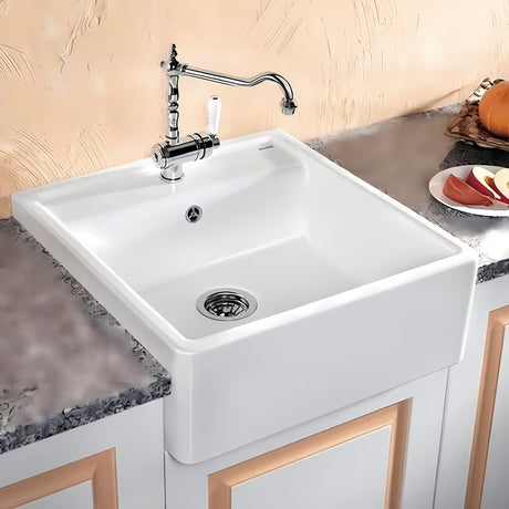 Keramický kuchyňský dřez Blanco Panor 60 v zářivě bílé barvě pro montáž shora na pracovní desku.