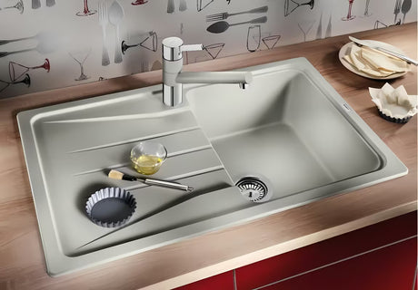 Granitový kuchyňský dřez Blanco Sona 45 S s odkapní plochou, montáž shora, barva káva.
