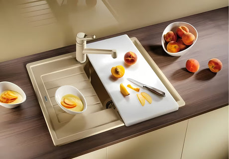 Bílý granitový kuchyňský dřez Blanco Zia 40 S s odkapní plochou pro montáž shora