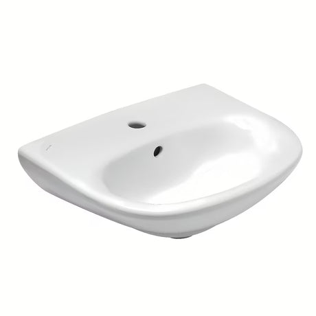 Bílé závěsné keramické umyvadlo Fayans Neo 50 x 40 cm s otvorem pro baterii uprostřed