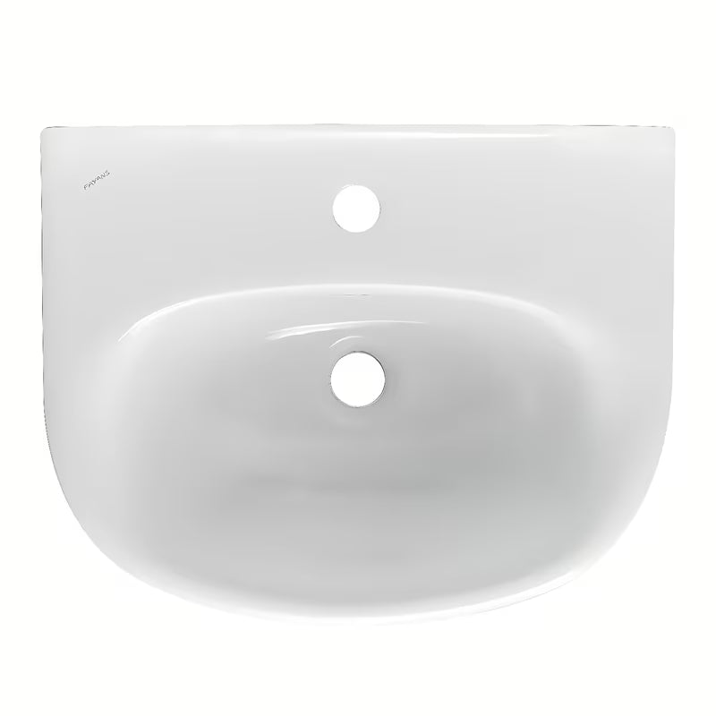 Bílé závěsné keramické umyvadlo Fayans Neo 55 x 44 cm s otvorem pro baterii uprostřed