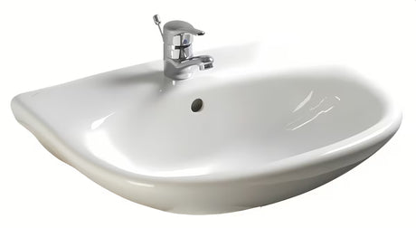 Bílé závěsné keramické umyvadlo Fayans Neo 55 x 44 cm s otvorem pro baterii uprostřed