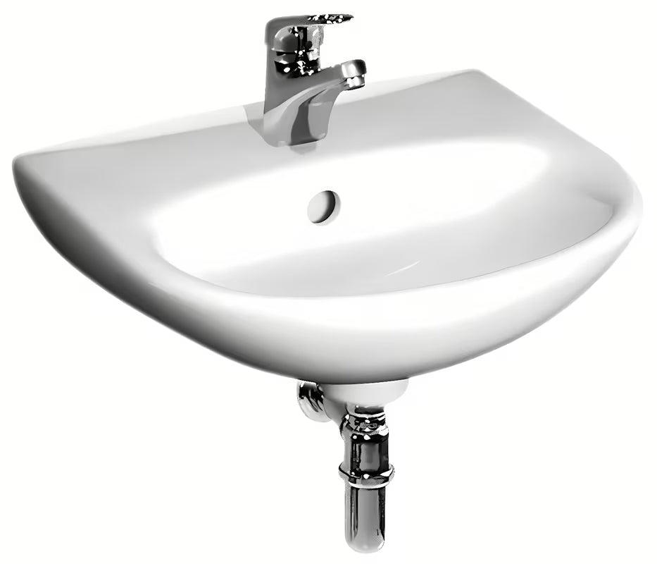 Bílé keramické umývátko Fayans Neo 40x32 cm s otvorem pro baterii uprostřed