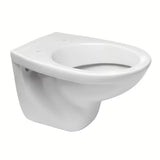 Bílé závěsné WC Fayans Neo z odolné sanitární keramiky se zadním odpadem a úsporným DualFlush splachováním.