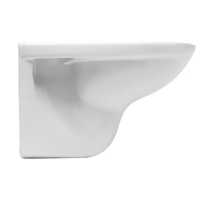 Bílé závěsné WC Fayans Neo z odolné sanitární keramiky se zadním odpadem a úsporným DualFlush splachováním.