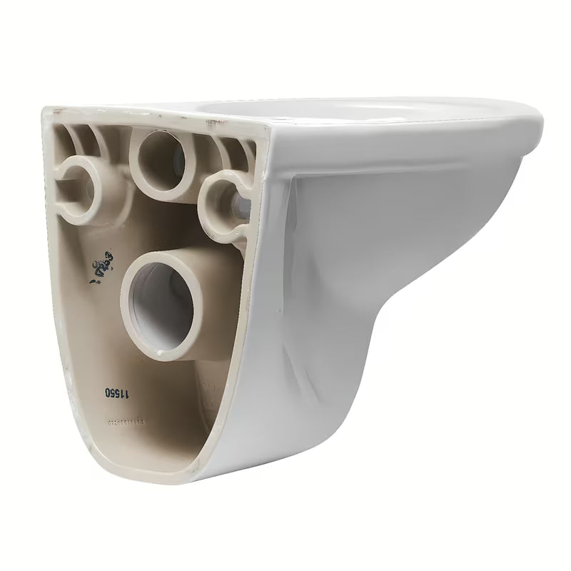 Bílé závěsné WC Fayans Neo z odolné sanitární keramiky se zadním odpadem a úsporným DualFlush splachováním.