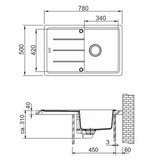Granitový kuchyňský dřez Franke BFG 611-78 s reverzibilním odkapávačem v barvě aluminium.