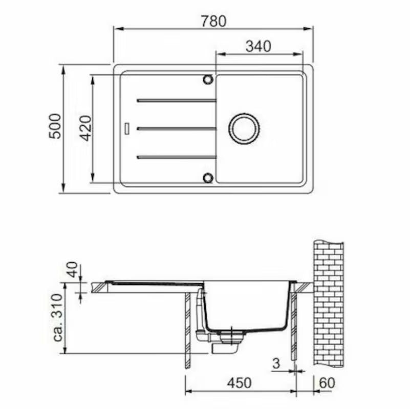 Granitový kuchyňský dřez Franke BFG 611-78 s reverzibilním odkapávačem v barvě aluminium.