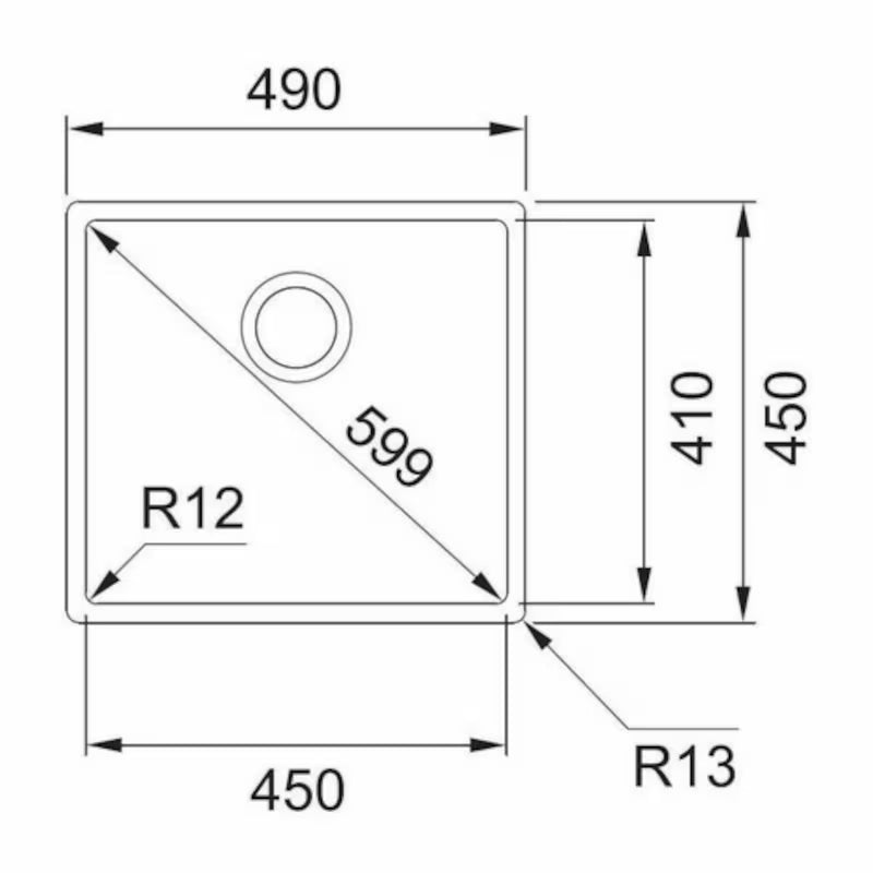 Inox sudoper  Franke Bxx 210/110-45 49x45 cm pro ugradnja na radnu ploču