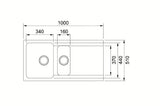 Franke Oid 651 tectonitový kuchyňský dřez na pracovní desku s reverzibilním odkapávačem v černo-matné barvě.