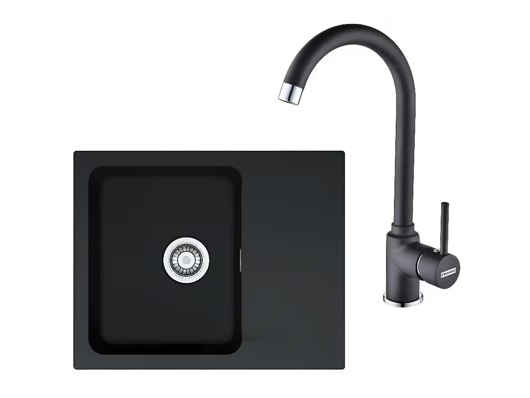 Set Franke Orion OID 611-62 s kompozitním jednodřezem s okapem a kuchyňskou baterií Franke FP 9000