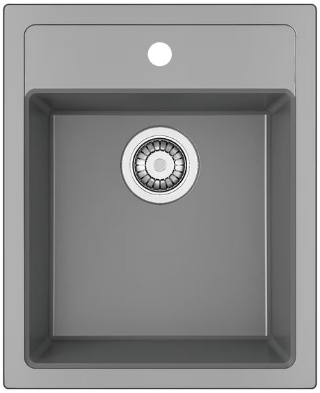 Šedý kuchyňský jednodřez Franke Sid 610-40 z materiálu Tectonite pro montáž na pracovní desku.